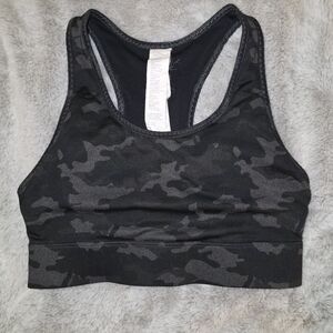Fabletics Black and Gray Camo Sports Bra